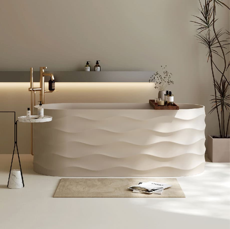CloudRipple artificial stone freestanding bathtub